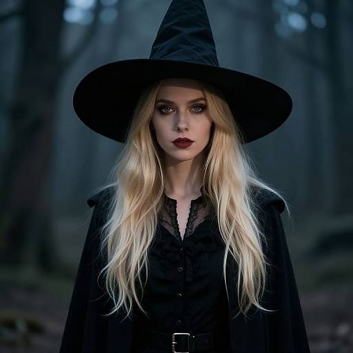 Blonde Witch in Black Attire