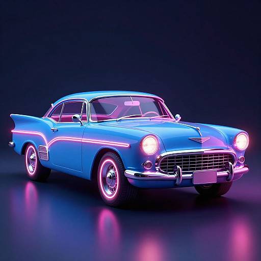 Retro-Futuristic Neon Vintage Car