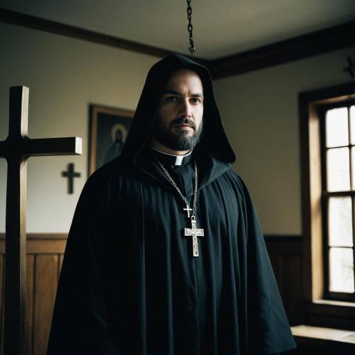 Man in Possessed Priest Costume with Cross Necklace