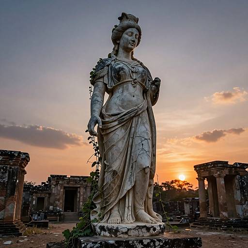 Forgotten Goddess Statue at Sunset