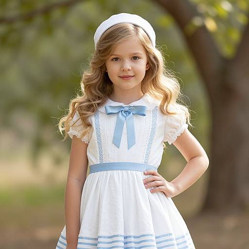 Elegant Blonde Girl in Vintage Dress