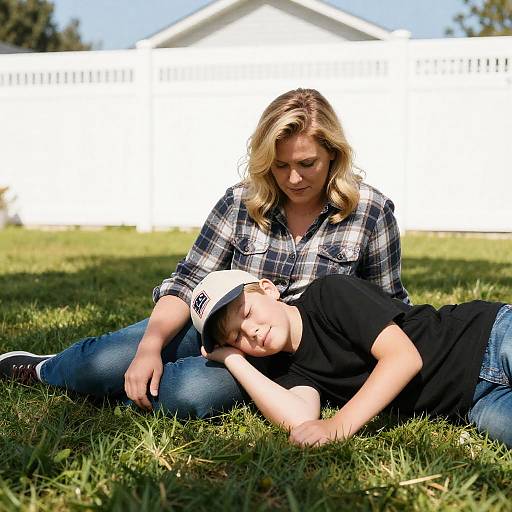 Sunny Backyard Moment Between Friends