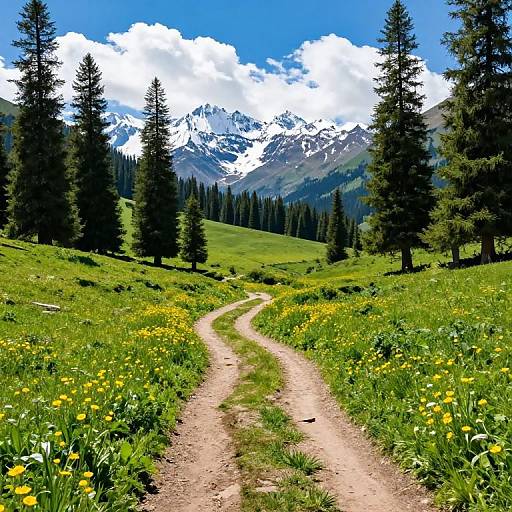 Sunny Mountain Meadow with Wildflowers