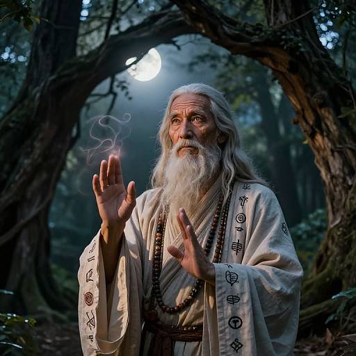 Mystic Elder Under Moonlit Archway