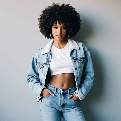 Young Woman in 90s Casual Denim Outfit