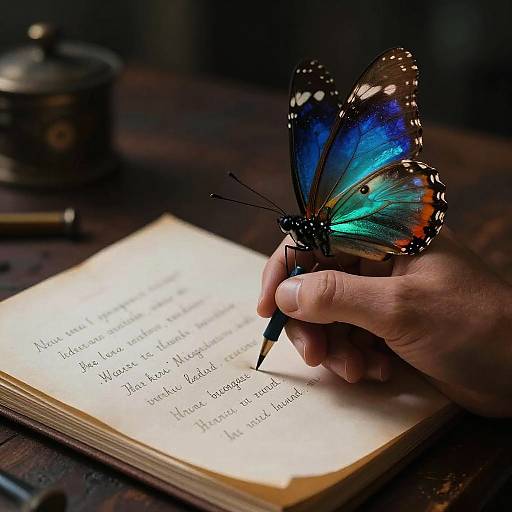 Impressionist Butterfly Writing Poetry