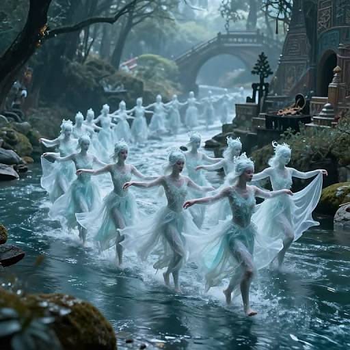 Ethereal Dance Across Crystalline River