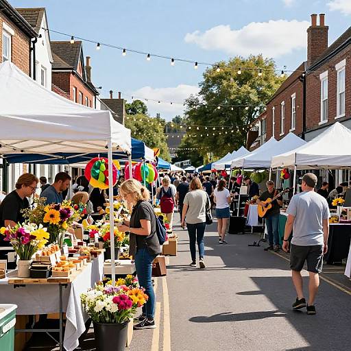 Sunny Brentwood Street Market Scene