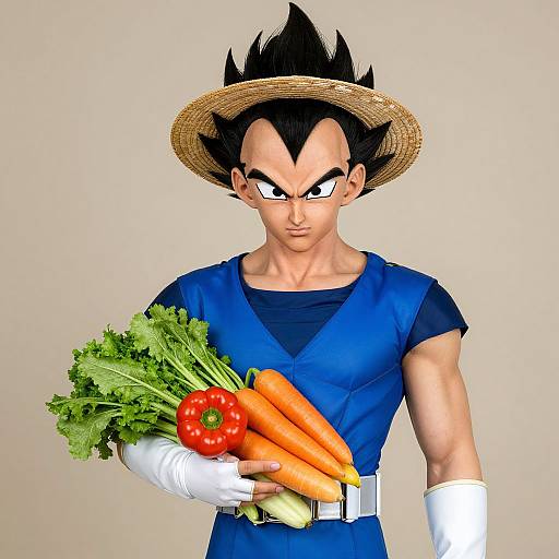 Man in Straw Hat with Vegetables