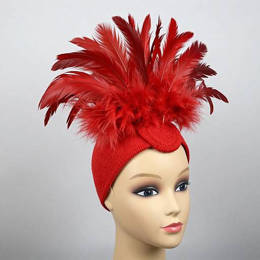 Red Feathered Mohawk Fascinator Display