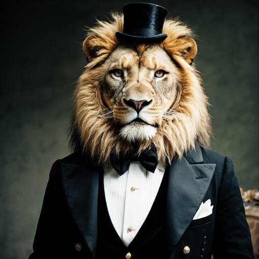 Regal Lion in Tuxedo and Top Hat