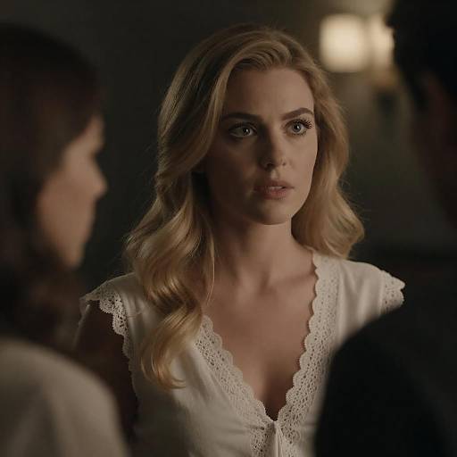 Intense Gaze of a Blonde Woman