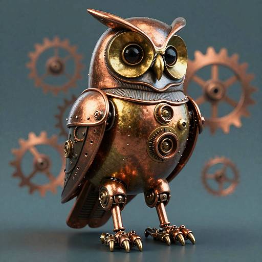 Steampunk Brass Owl Illustration