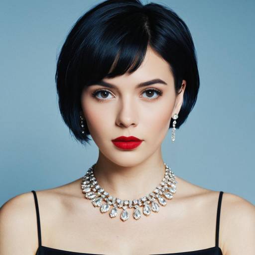 Stylish Girl with Dark Blue Short Hair