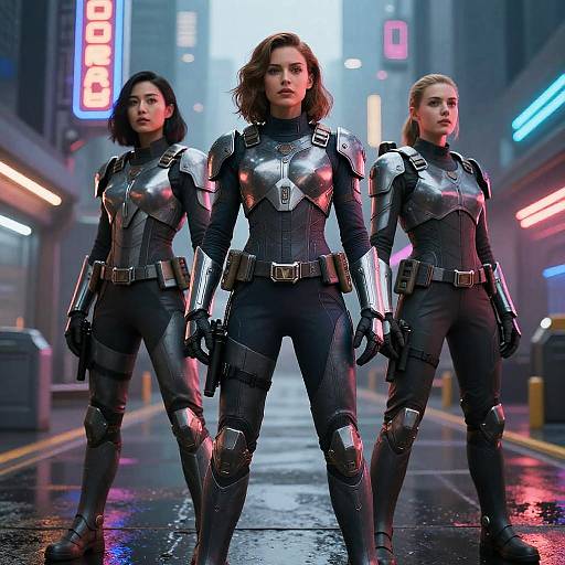 Futuristic Women in Urban Action Scene