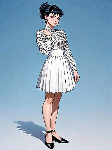 Elegant Woman in Striped Dress