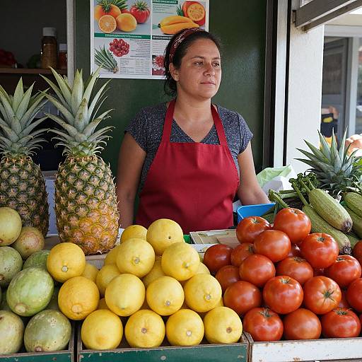 Photorealistic Woman Selling Fresh Produce