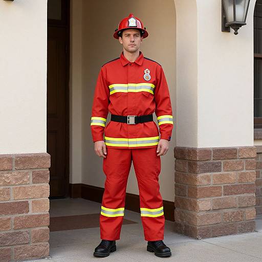 Firefighter in Red Costume