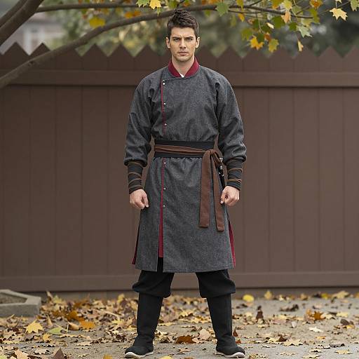 Man in Traditional Asian Warrior Costume Outdoors