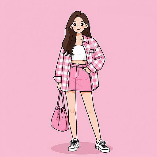 Smiling Woman in Casual Pink Outfit