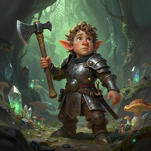 Young Apprentice Dwarf in Crystal Cavern