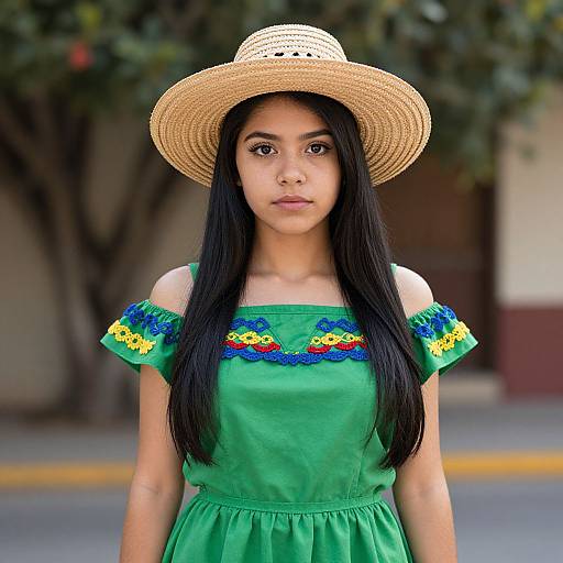 Solo Girl in Mexican Green Dress