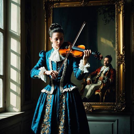 Rococo Style Woman Playing Violin Indoors