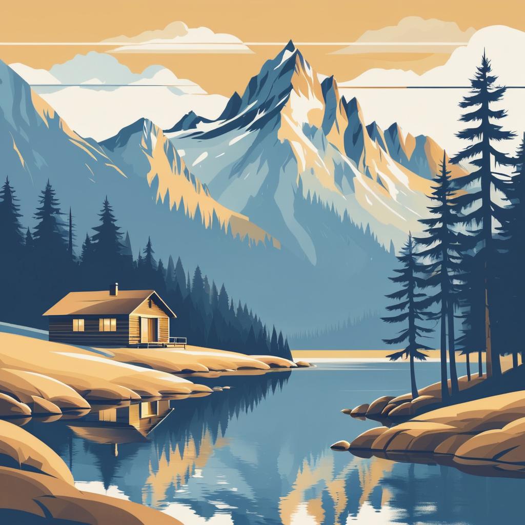 Vintage Mountain Landscape Poster Design