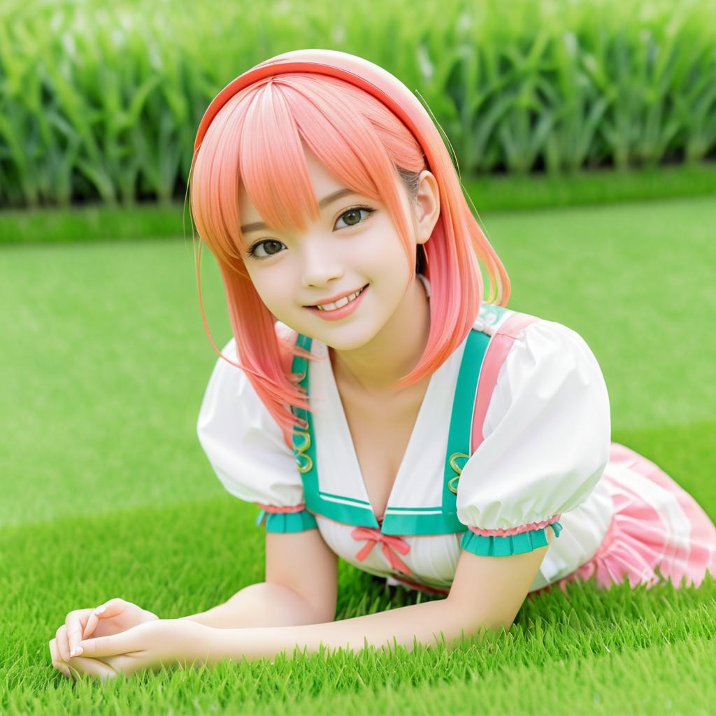 Cute Bishoujo Smiling in Garden