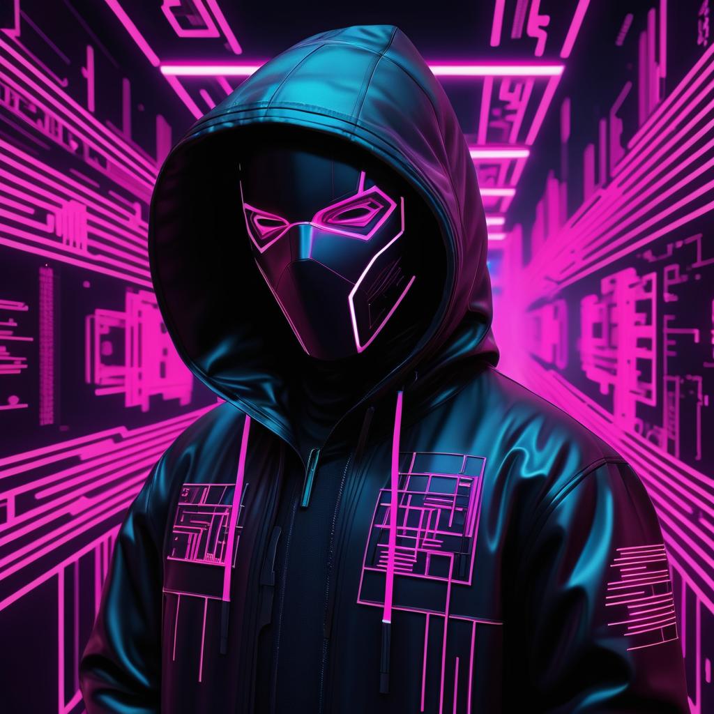 Dystopian Hacker Portrait in Neon Colors