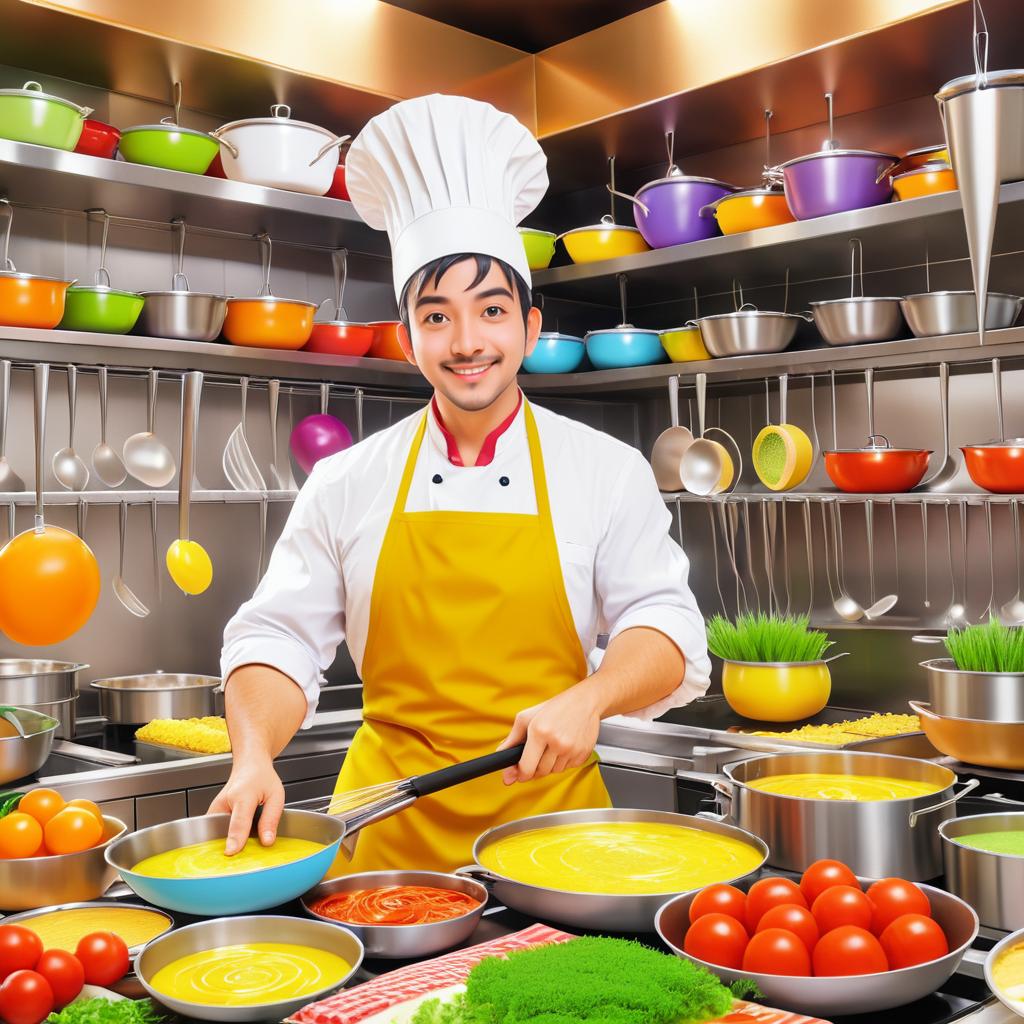 Cheerful Chef in a Vibrant Kitchen