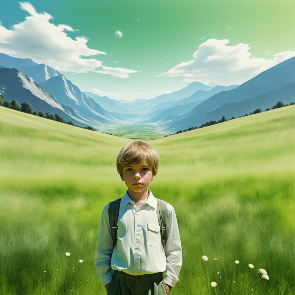 Surreal Portrait of Boy in Nature