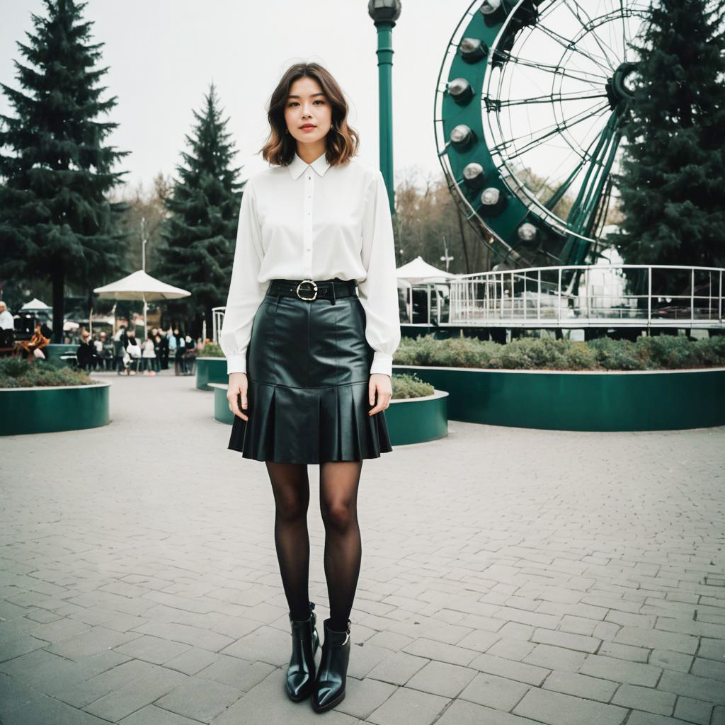 Edgy Chic Pear-Shaped Fashion in Amusement Park