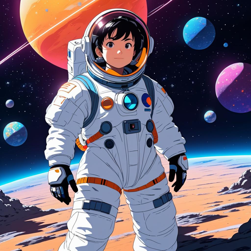 Confident Astronaut on Distant Planet