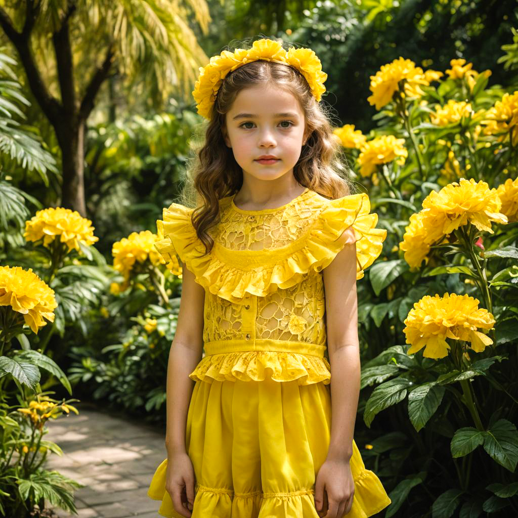 Young Girl in Vibrant Lace Blouse