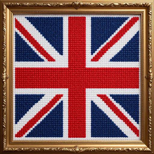 Union Jack Geometric Cross-Stitch Art