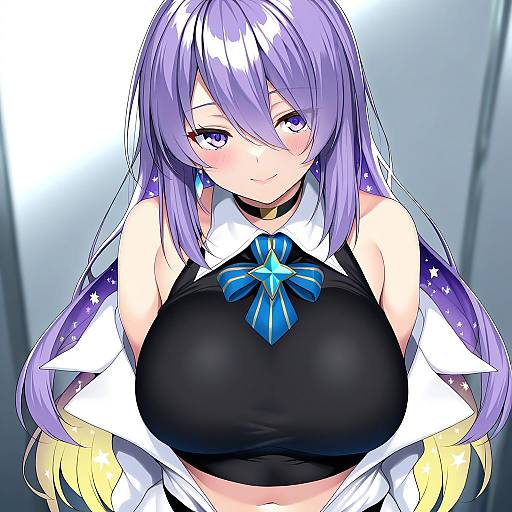 Illustration of Moona hoshinova (1st costume), hololive in the style of Nebusoku