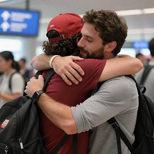 Emotional Airport Hug Between Two Friends