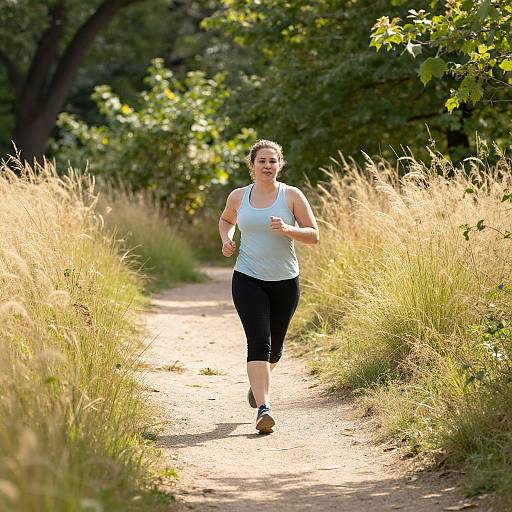 Energetic Woman Jogging in Nature