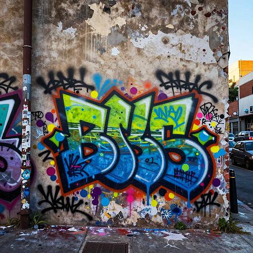 Vibrant Urban Graffiti Wall Scene