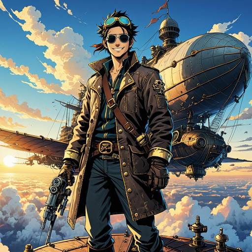 Confident Sky Pirate on Airship Platform