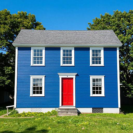 Charming Blue House with Red Door