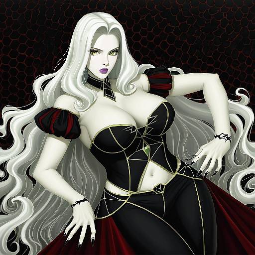 Illustration of Carmilla (fate), fate (series) in the style of Gibagiba