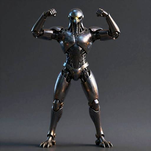 Iridescent Cybernetic Hawk Sentinel Portrait