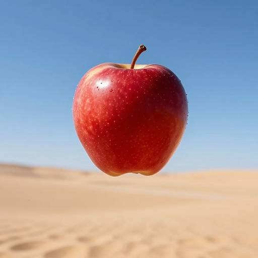Surreal Red Apple in Desert
