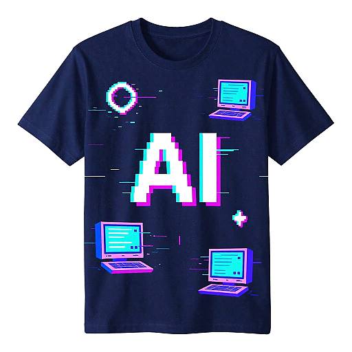 Black T-shirt featuring pixelated 