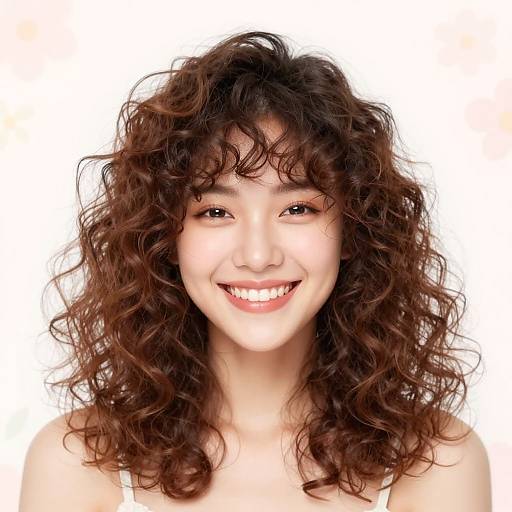 Smiling Portrait with Curly Hair Filter