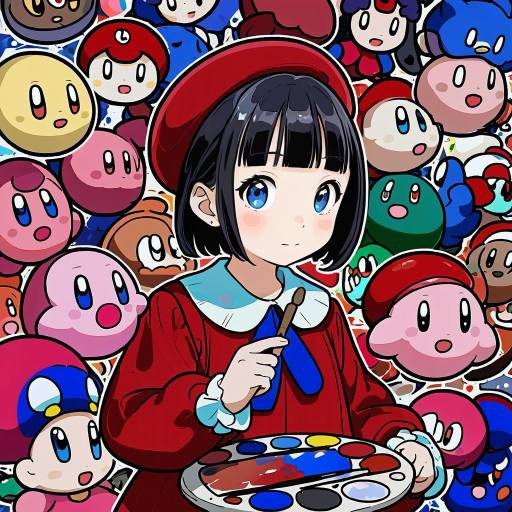 Illustration of Adeleine, kirby (series) in the style of Muroku (aimichiyo0526)