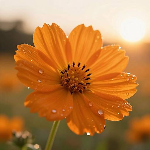 Hyper-Realistic Orange Flower at Sunrise