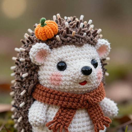 Macro Portrait of Crocheted Hedgehog